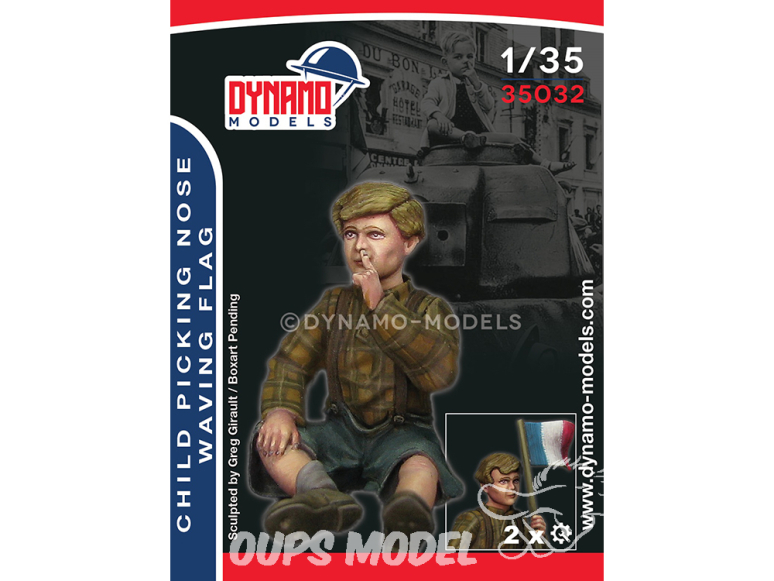 Dynamo models figurine 35032 Enfant avec doigt dans le nez / agitant un drapeau 1/35