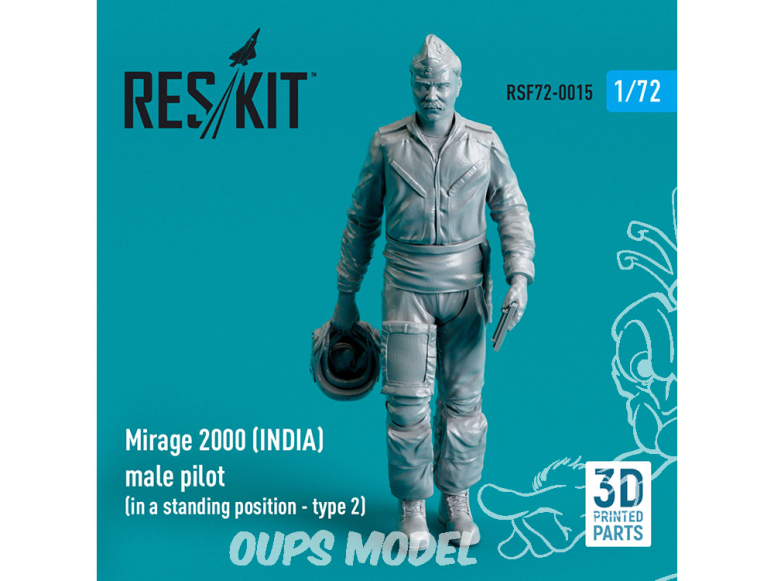 ResKit Figurine RSF72-0015 Pilote masculin Mirage 2000 INDE debout type2 imprimé en 3D 1/72