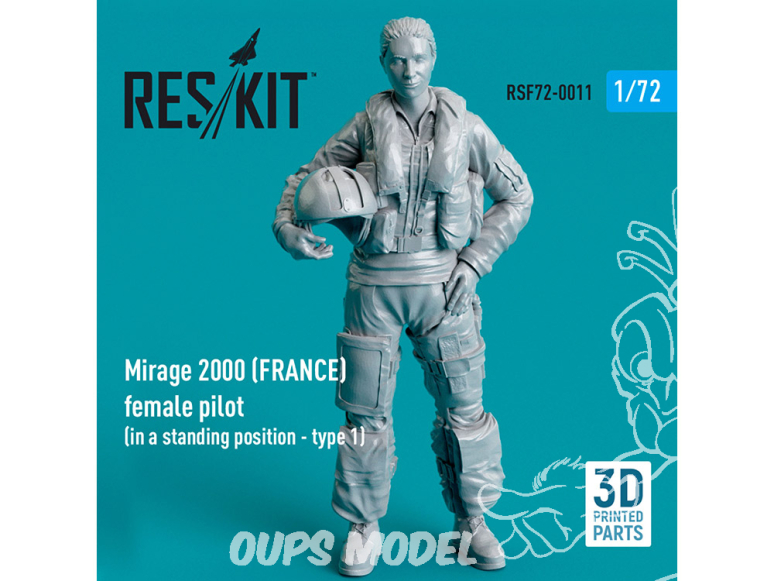 ResKit Figurine RSF72-0011 Pilote masculin Mirage 2000 Français debout type2 imprimé en 3D 1/72