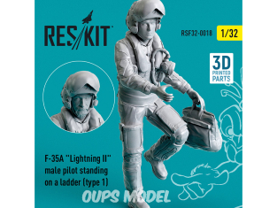 ResKit Figurine RSF72-0018 Pilote masculin de F-35A Lightning II debout sur une échelle type1 imprimé en 3D 1/72