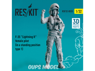 ResKit Figurine RSF32-0020 Pilote feminin de F-35A Lightning II debout type1 imprimé en 3D 1/32