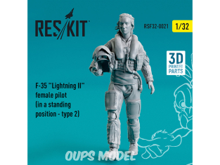 ResKit Figurine RSF72-0021 Pilote feminin de F-35A Lightning II debout type2 imprimé en 3D 1/32