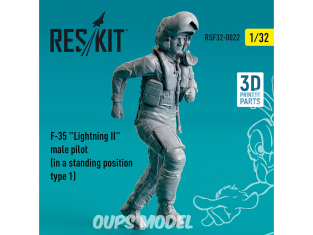 ResKit Figurine RSF32-0022 Pilote masculin de F-35A Lightning II debout type1 imprimé en 3D 1/32