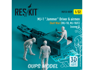 ResKit Figurine RSF72-0039 Conducteur et personnel du MJ-1 Jammer guerre du Golfe MJ-1B, MJ-1B/C scène2 3 p imprimé en 3D 1/32