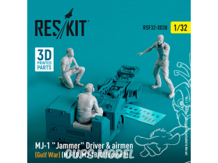 ResKit Figurine RSF72-0038 Conducteur et personnel du MJ-1 Jammer guerre du Golfe MJ-1B, MJ-1B/C scène1 3 p imprimé en 3D 1/32