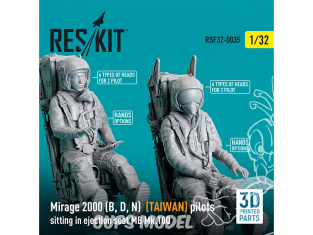 ResKit Figurine RSF32-0035 Pilotes de Mirage 2000B, D, N TAIWAN siège éjectable MB Mk.10Q 2 pièces imprimé en 3D 1/32