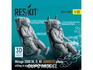 ResKit Figurine RSF32-0033 Pilotes de Mirage 2000 B, D, N GRÈCE siège éjectable MB Mk.10Q 2 pièces imprimé en 3D 1/32