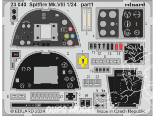 Eduard photodecoupe avion 23040 Amélioration Spitfire Mk.VIII Airfix 1/24