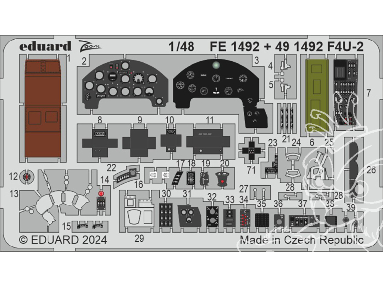 EDUARD photodecoupe avion 491492 Amélioration F4U-2 Hobby Boss 1/48