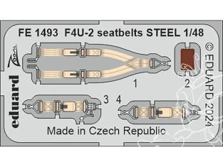 EDUARD photodecoupe avion FE1493 Harnais métal F4U-2 Corsair Hobby Boss 1/48