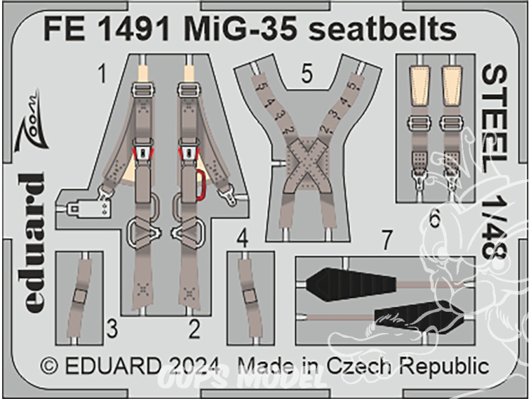 EDUARD photodecoupe avion FE1491 Harnais métal MiG-35 Hobby Boss 1/48