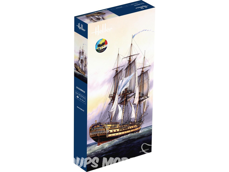 Heller maquette bateau 58889 STARTER KIT Le Glorieux inclus peintures principale colle et pinceau 1/150