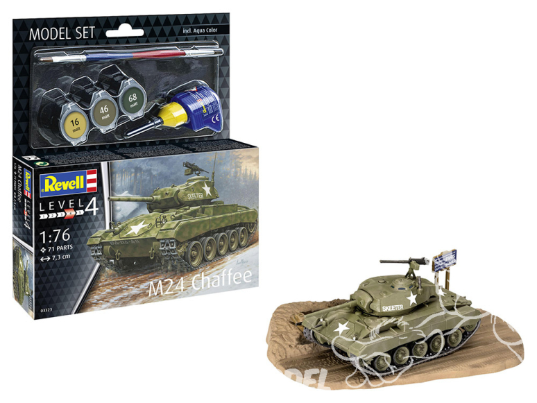 Revell maquette militaire 63323 Model Set M24 Chaffee avec accessoires de base 1/76