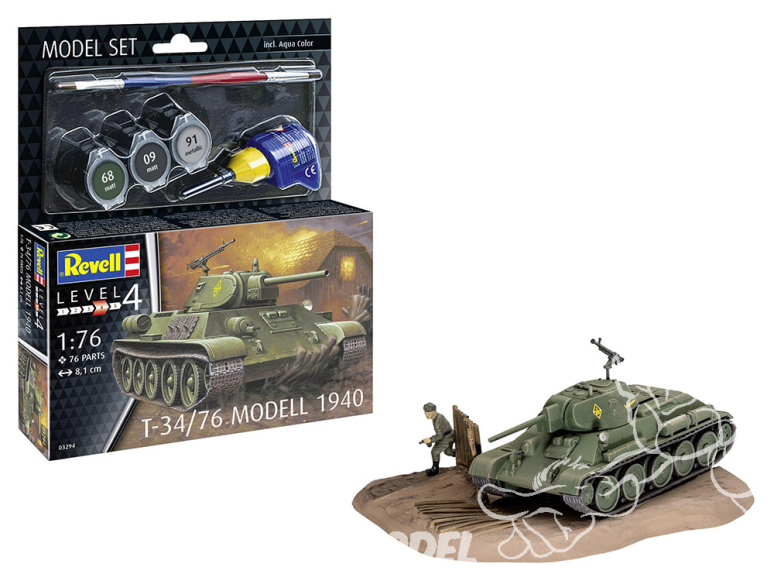 Revell maquette militaire 63294 Model Set T-34/76 Model 1940 avec accessoires de base 1/76