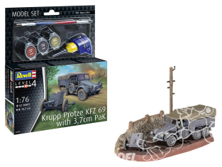 Revell maquette militaire First diorama 63344 Model Set Krupp Protze KFZ 69 with 3,7cm Pak avec accessoires de base 1/76