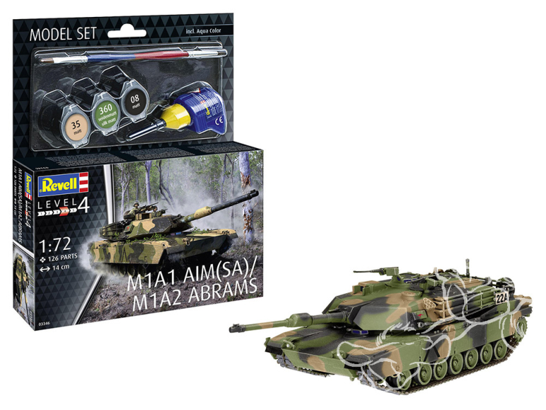 Revell maquette militaire 63346 Model Set M1A1 AIM(SA)/ M1A2 Abrams avec accessoires de base 1/72