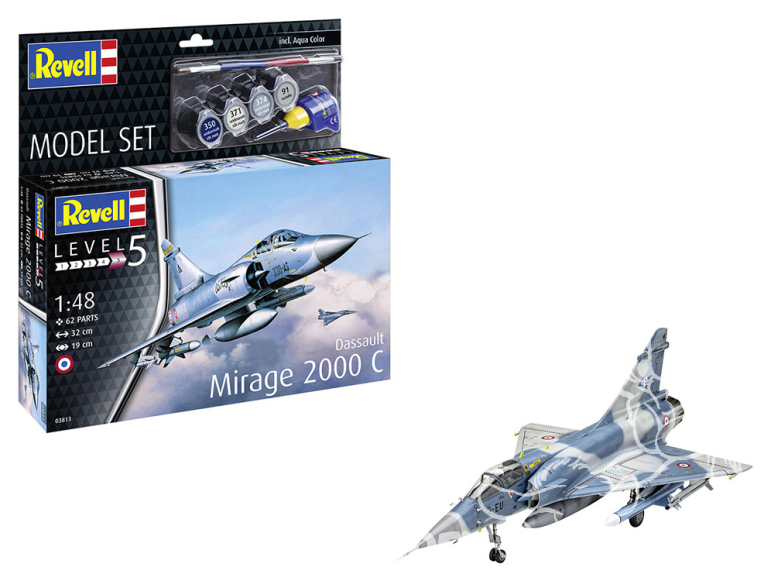 Revell maquette avion 63813 Model Set Dassault Mirage 2000C avec accessoires de base 1/48