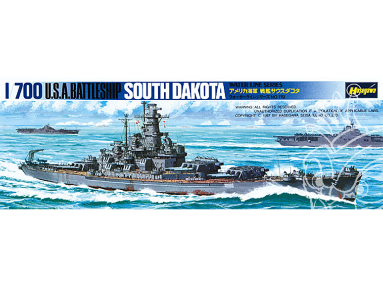 Hasegawa maquette bateau 49607 Cuirassé américain South Dakota 1/700