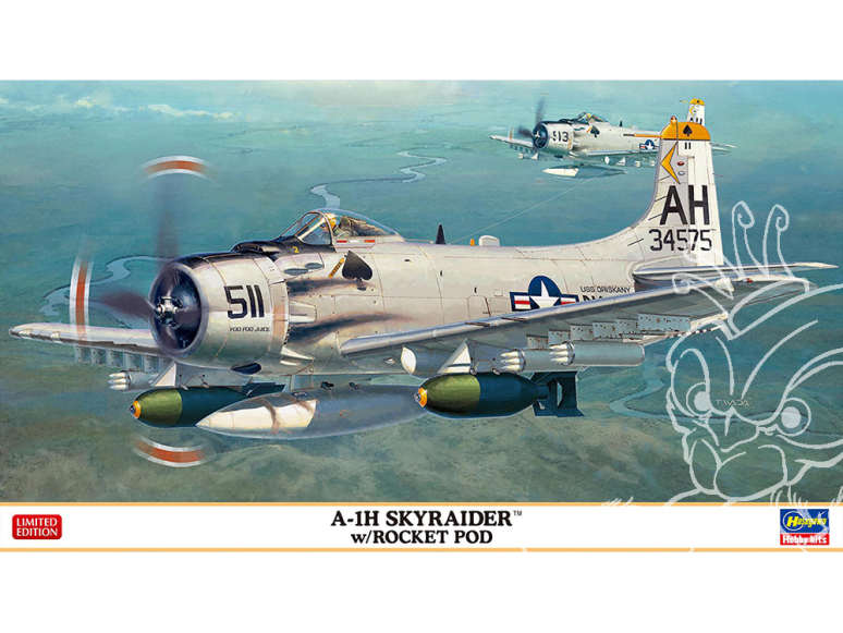 Hasegawa maquette avion 02466 A-1H Skyraider w/ Rocket Pod 1/72