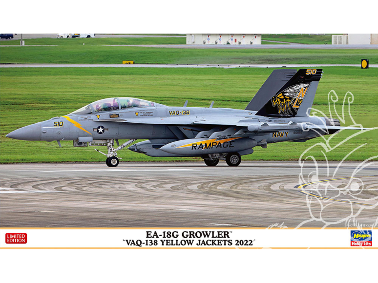 Hasegawa maquette avion 02461 EA-18G Growler "VAQ-138 Yellow Jacket 2022" 1/72