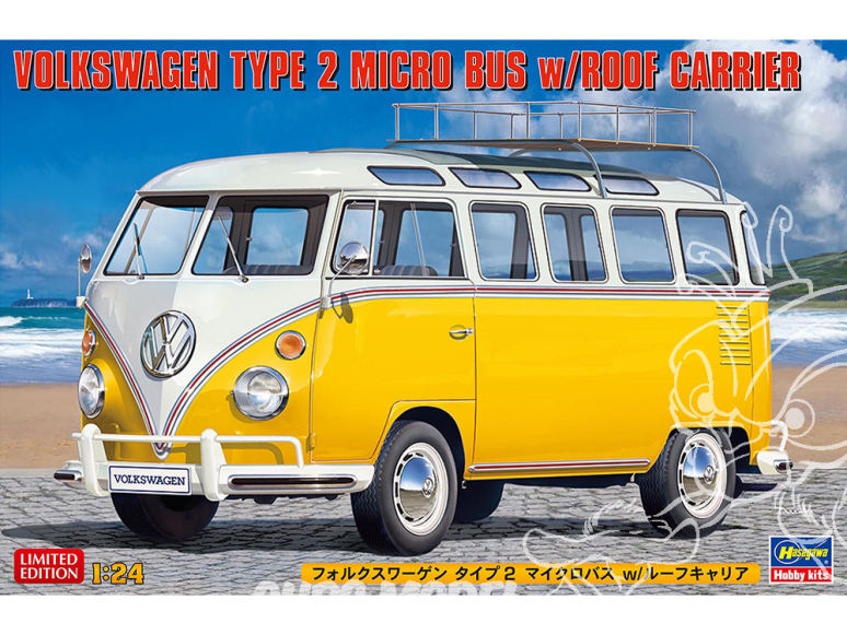 Hasegawa maquette voiture 20689 Volkswagen Type 2 Micro Bus avec porte-bagages de toit 1/24