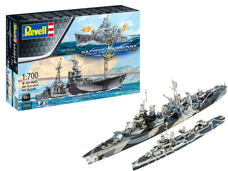 Revell maquette 05644 Pacific Warriors USS Fletcher et USS Indianapolis avec accessoires de base 1/700