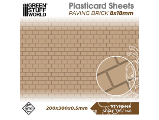 Green Stuff 5056 Plaque de Plasticard texturé Pavage Brique 8x18mm 1/35 1/48