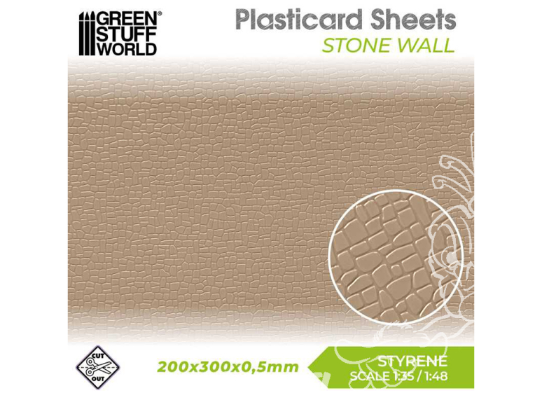 Green Stuff 5059 Plaque de Plasticard texturé Mur en pierre 1/48 1/35