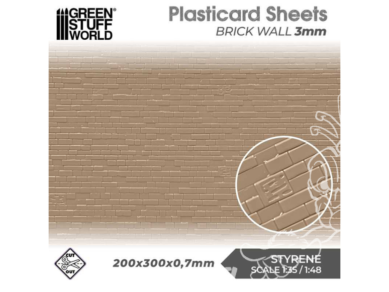 Green Stuff 5060 Plaque de Plasticard texturé Murs en brique 3mm 1/48 1/35