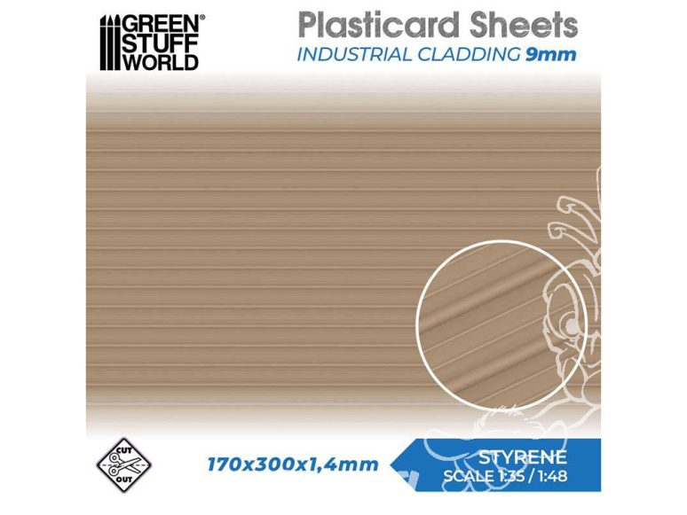 Green Stuff 5061 Plaque de Plasticard texturé Bardage industriel 9mm 1/48 1/35