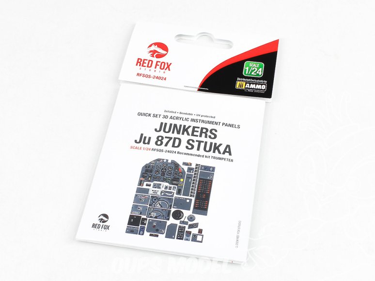 Red Fox Studio Tableaux de bord 3D avion RFQS-24024 Junkers Ju 87D Stuka Trumpeter 1/24