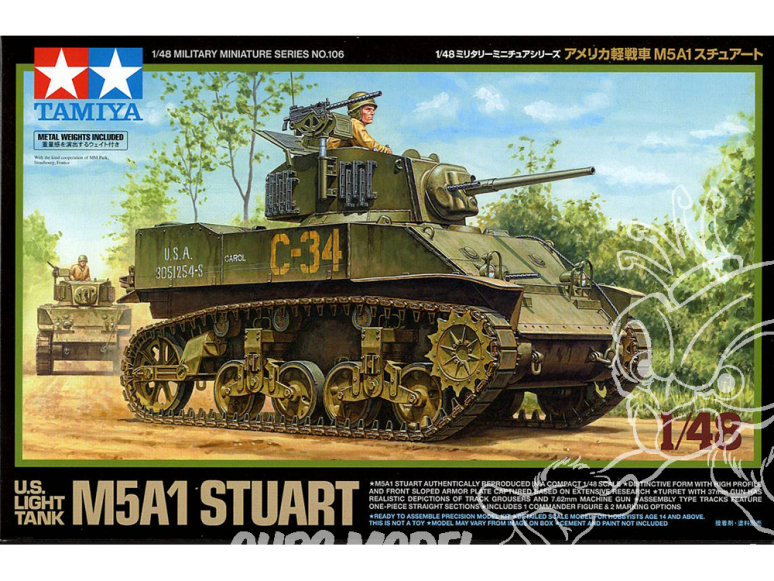 TAMIYA maquette militaire 32606 U.S. LIGHT TANK M5A1 STUART 1/48