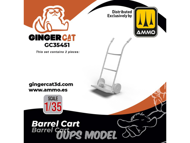 Ginger Cat accessoire GC35451 Chariot à barils 1/35