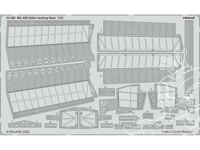 Eduard photodécoupe avion 32492 Volets d'atterrissage Macchi MC.205 Italeri 1/32