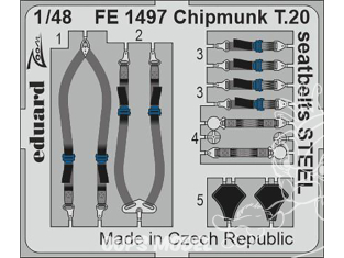 EDUARD photodecoupe avion FE1497 Harnais métal Chipmunk T.20 Airfix 1/48