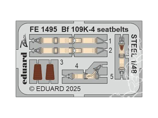 EDUARD photodecoupe avion FE1495 Harnais métal Messerschmitt Bf 109K-4 Eduard 1/48