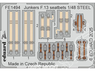 EDUARD photodecoupe avion FE1494 Harnais métal Junkers F.13 Mini Art 1/48