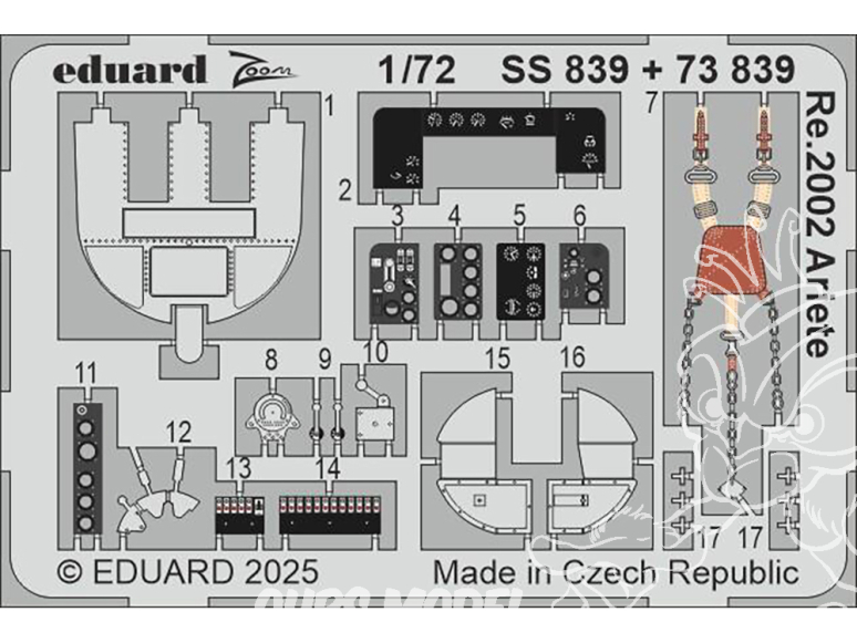 Eduard photodecoupe avion SS839 Zoom amélioration Reggiane Re.2002 Ariete Italeri 1/72