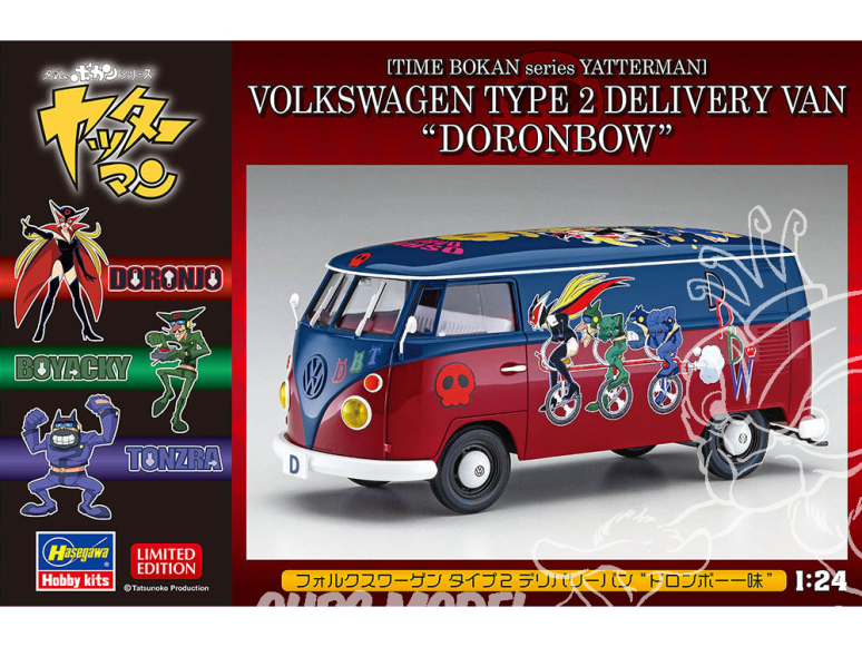 HASEGAWA maquette voiture 52757 Fourgon de livraison Volkswagen Type 2 Time Bokan Series Yatterman Dronbo Gang 1/24