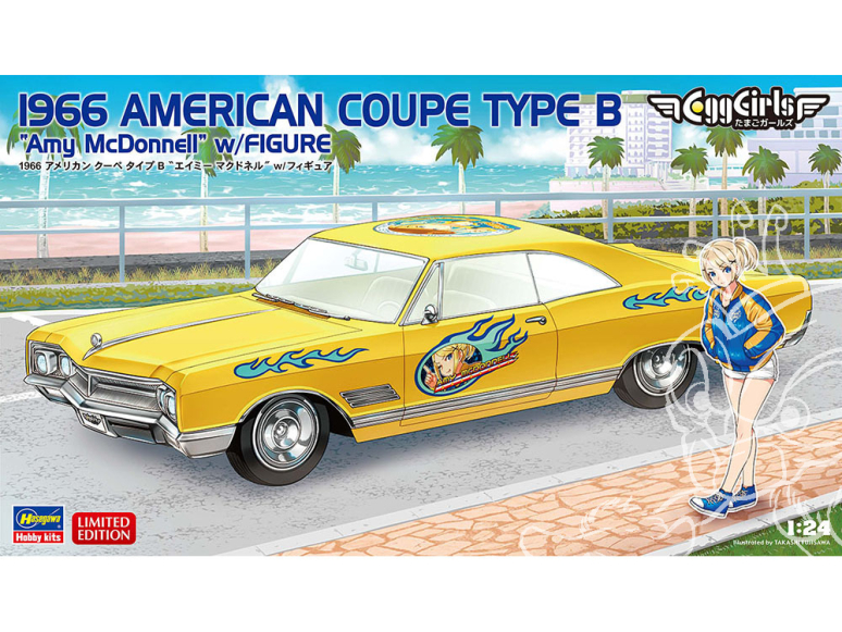 Hasegawa maquette voiture 52758 1966 Coupé américain Type B « Amy McDonnell » avec figurine 1/24