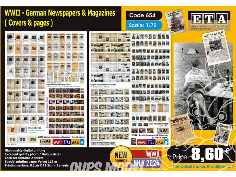 ETA diorama 654 Seconde Guerre mondiale – Journaux et magazines allemands 1/72 1/76