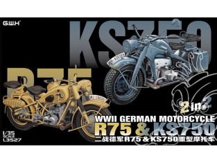 Great Wall Hobby maquette militaire L3527 Motos Allemandes WWII R75 & KS750 1/35