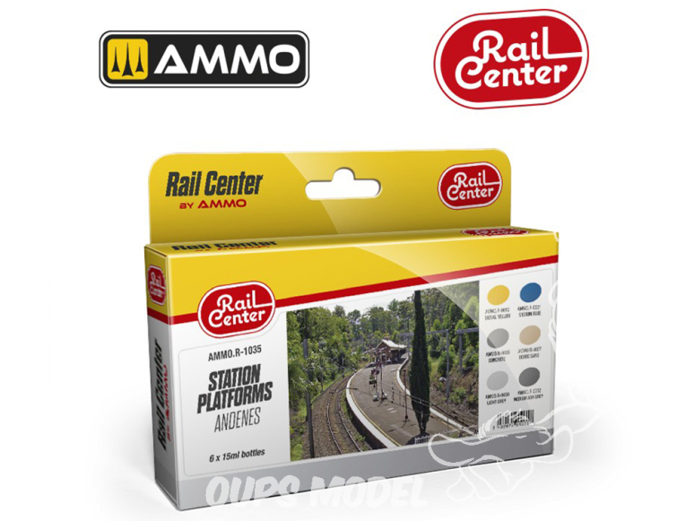 MIG peinture Rail Center R-1035 Set peintures Quais de gare 6 x 15ml