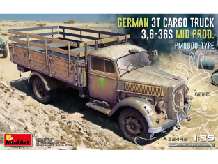 Mini Art maquette militaire 35449 CAMION DE TRANSPORT ALLEMAND 3T 3,6-36S MID PROD TYPE PMQ600 1/35