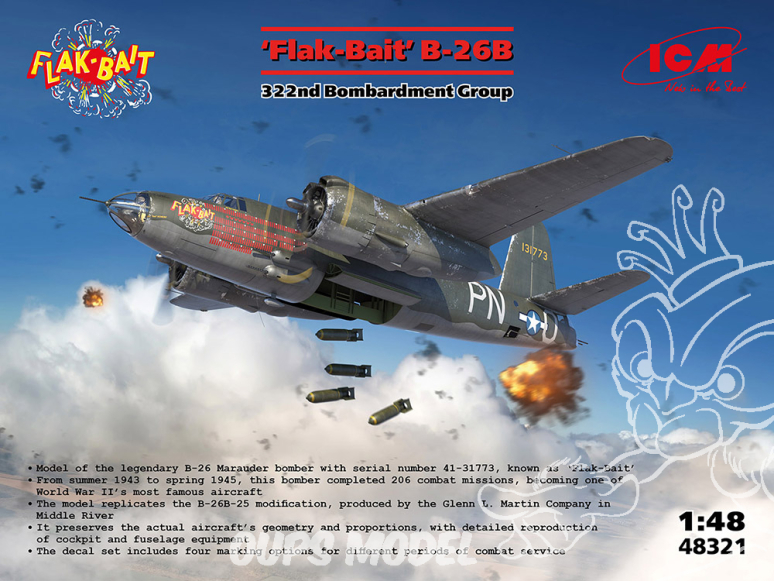 Icm maquette avion 48321 ‘Flak Bait’ B-26B 322nd Bombardment Group 1/48