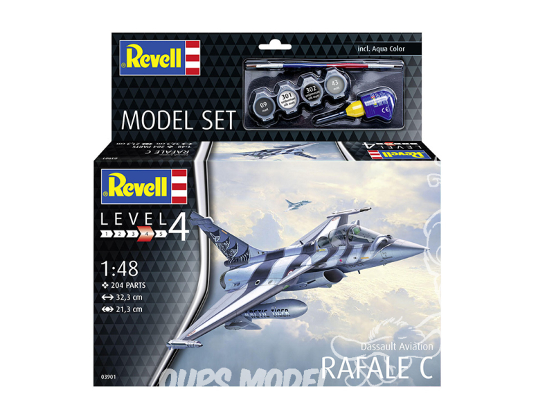 Revell maquette avion 63901 Model Set Dassault Aviation Rafale C avec accessoires de base 1/48