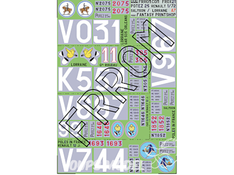 Frrom maquettes avions FR0X21 Décalques Potez 25 Renault Lorraine Salmson 1/72