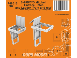 Special Hobby 3D Print P48015 Trappe d'accès et échelle Mitchell B-25B/C/D avant et arrière pour Revell Italeri Academy 1/48