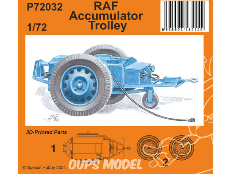 Special Hobby 3D Print militaire P72032 Chariot d'accumulateur RAF 1/72