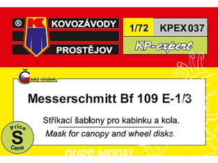 KP Model Kpex037 Masque Messerschmitt Bf 109E-1/3 pour verrière et roue 1/72